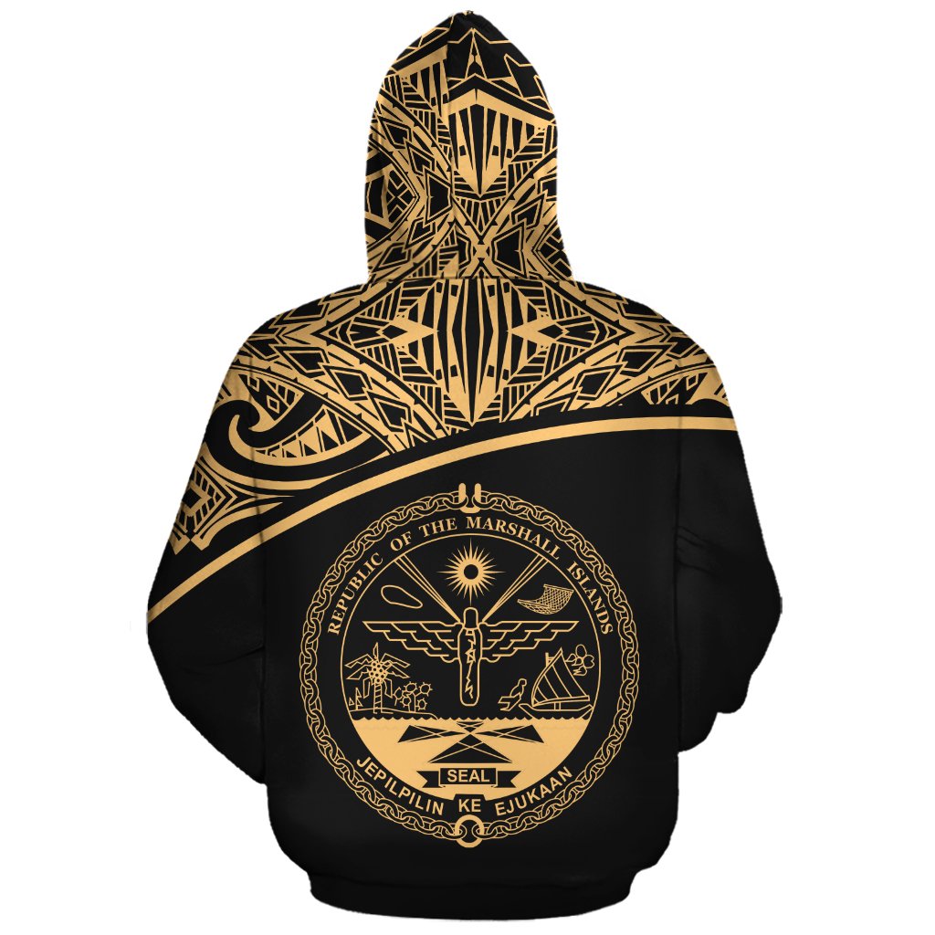 Marshall Islands Polynesian Custom Zip up Hoodie Yellow Curve - Polynesian Pride