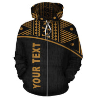 Fiji Polynesian Tapa Custom Zip up Hoodie Yellow Curve - Polynesian Pride
