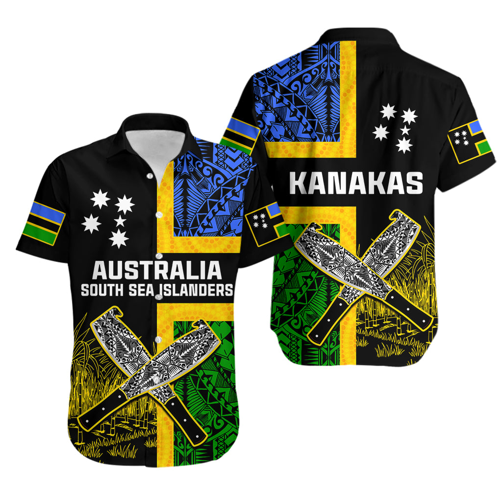 Australian South Sea Islanders Flag Style Hawaiian Shirt LT14 Black - Polynesian Pride
