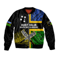 Australian South Sea Islanders Flag Style Bomber Jacket LT14 Unisex Black - Polynesian Pride