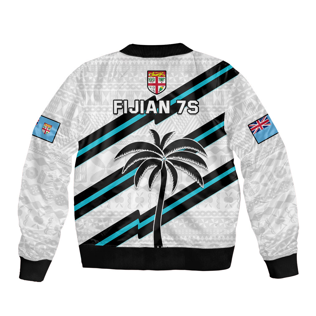 Fiji Rugby Tapa Pattern Fijian 7s White Bomber Jacket LT14 - Polynesian Pride