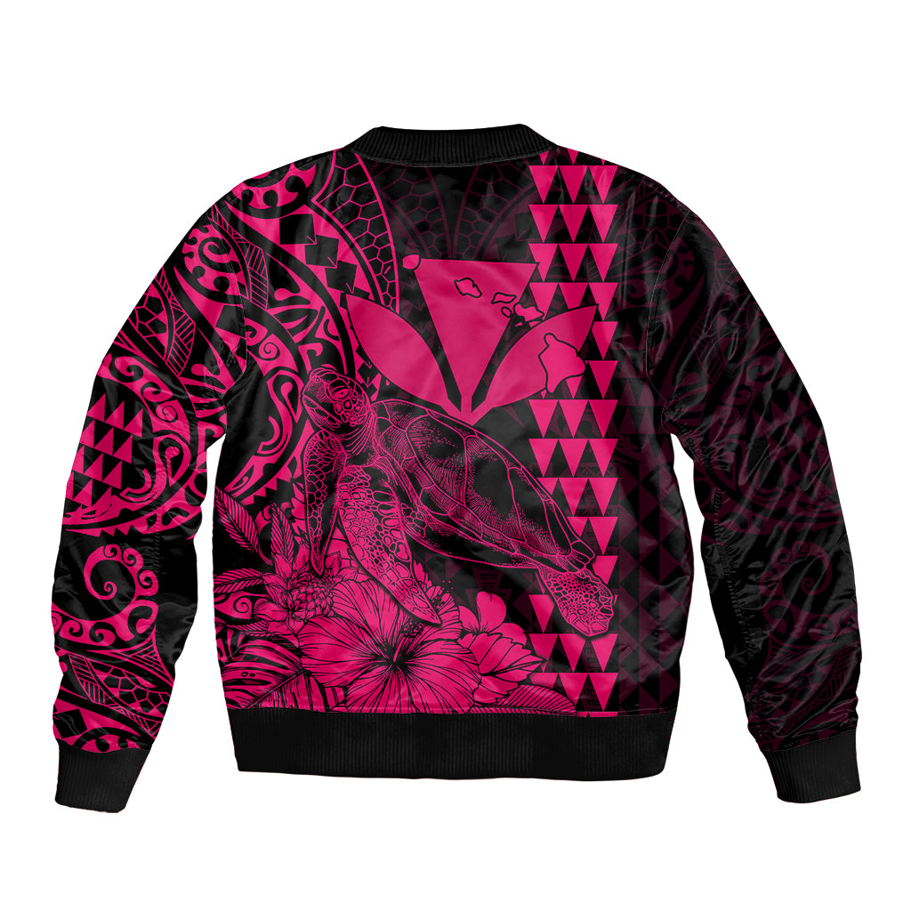 Kakau Polynesian Tribal Hawaiian Turtle with Kanaka Maoli Pink Bomber Jacket LT9 - Polynesian Pride