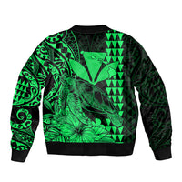 Kakau Polynesian Tribal Hawaiian Turtle with Kanaka Maoli Green Bomber Jacket LT9 - Polynesian Pride