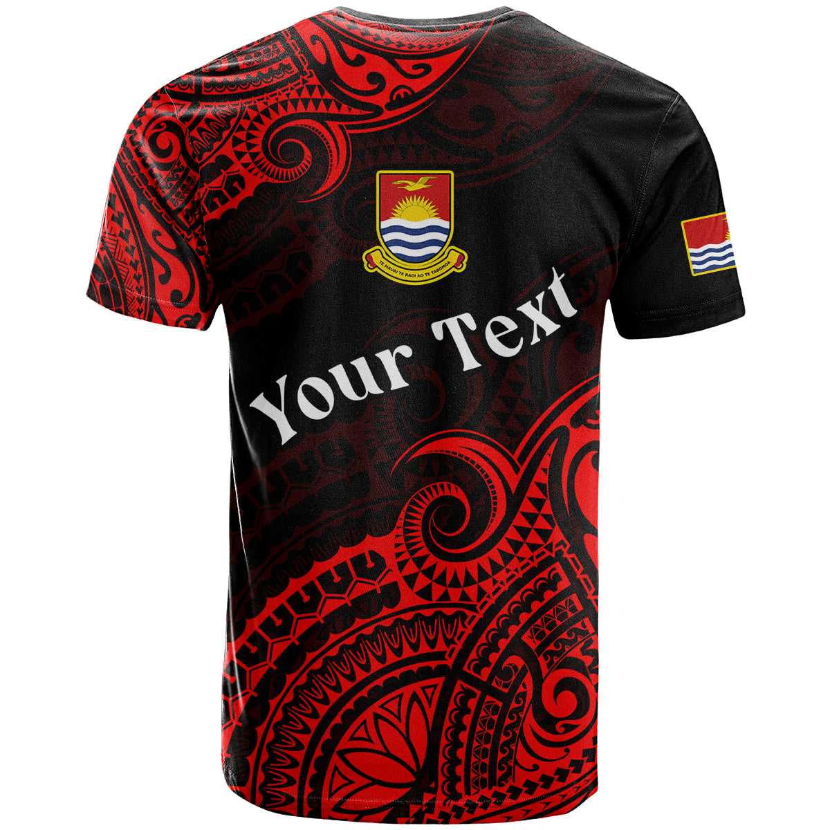 Custom Ribaberiki Kiribati Coat of Arms Mix Red Polynesian T Shirt LT14 - Polynesian Pride