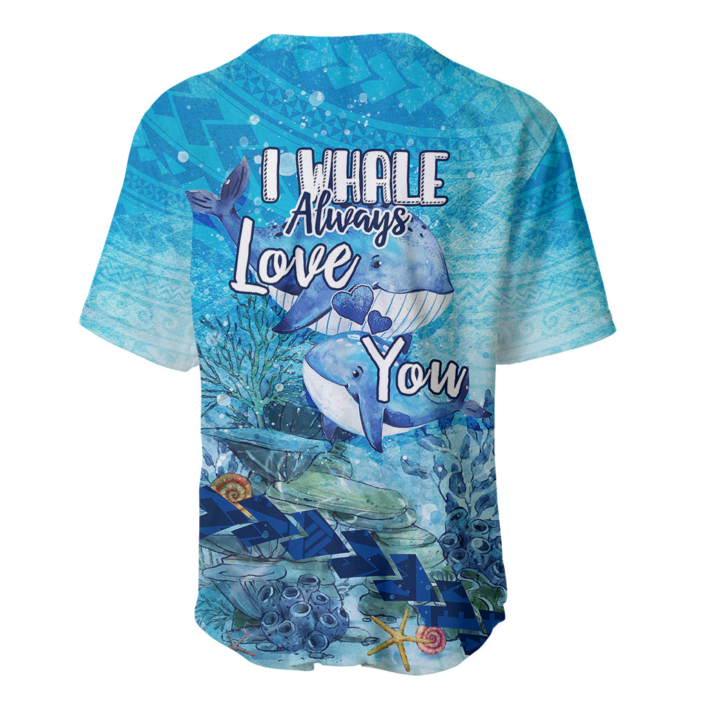 Mother and Baby Whale Mix Polynesian Style Baseball Jersey TS07 - Polynesian Pride