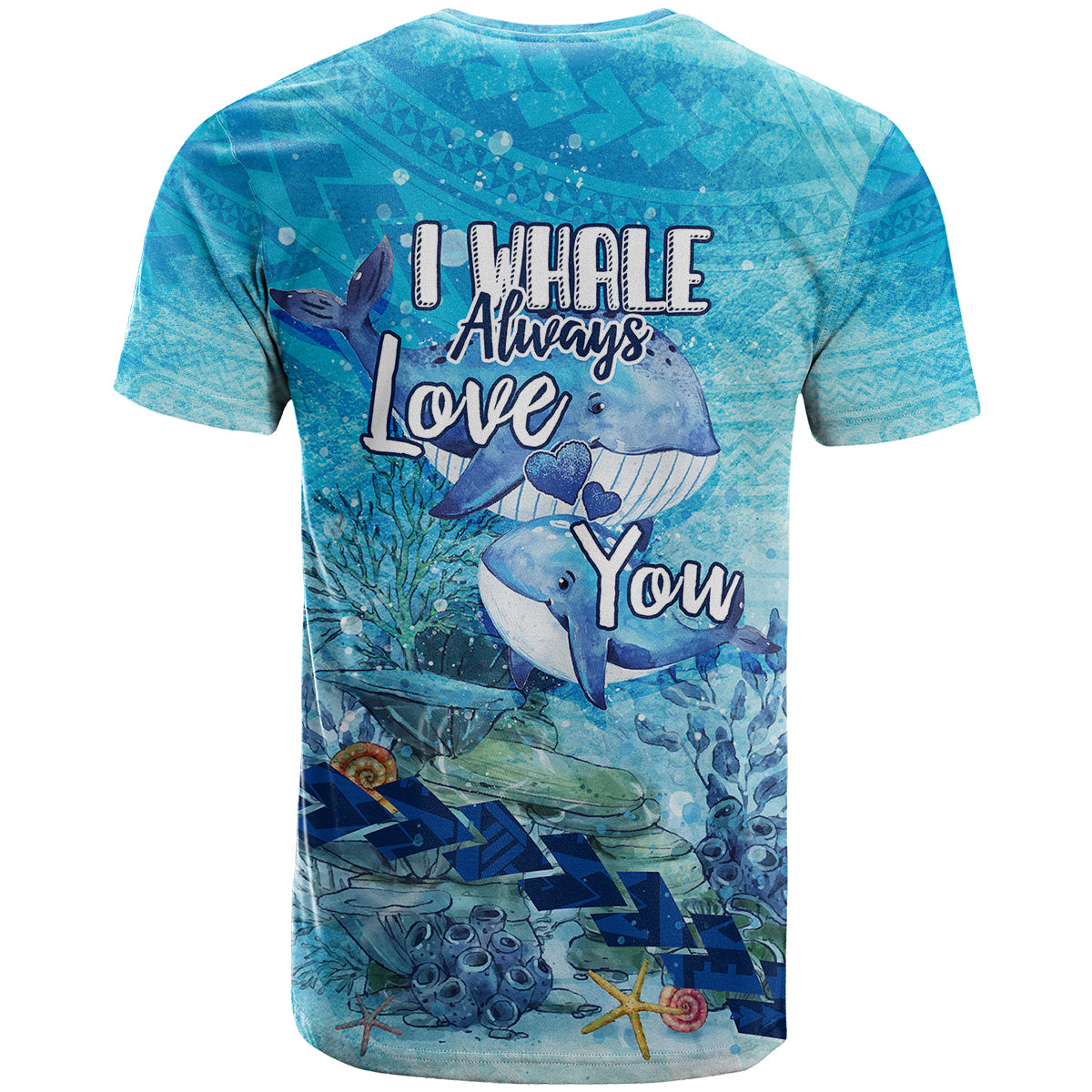Mother and Baby Whale Mix Polynesian Style T Shirt TS07 - Polynesian Pride