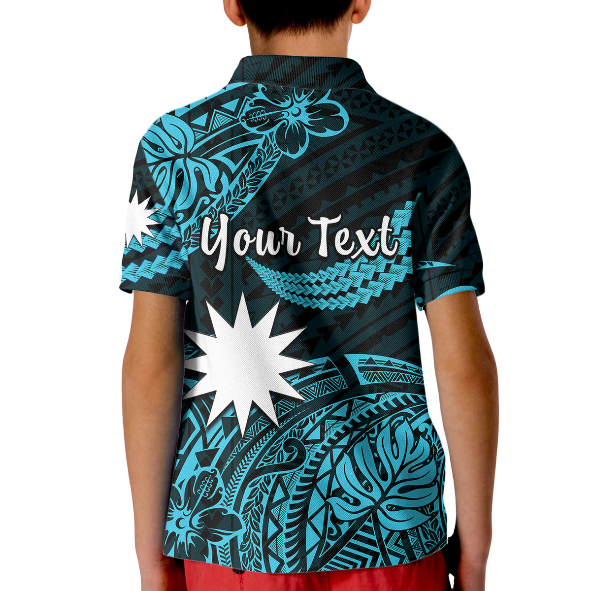 (Custom Personalised) Nauru Polynesian Hibiscus Naoero Turquoise Kid Polo Shirt LT14 - Polynesian Pride