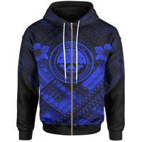 Federated States of Micronesia Polynesian Zip up Hoodie Federated States of Micronesia Blue Seal Camisole Hibiscus Style Unisex Black - Polynesian Pride