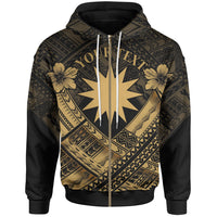 Nauru Polynesian Custom Zip up Hoodie Nauru Gold Seal Camisole Hibiscus Style Unisex Gold - Polynesian Pride