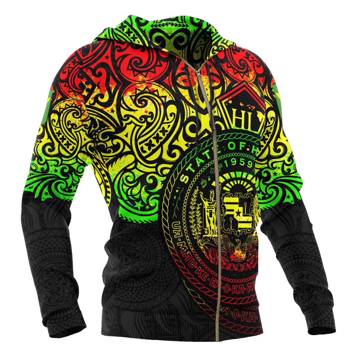 Polynesian Hawaii Hoodie (Zip up) Pride of Hawaii (Reggae) - Polynesian Pride