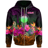 Northern Mariana Islands Polynesian Custom Zip up Hoodie Summer Hibiscus Unisex Reggae - Polynesian Pride