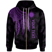 Marshall Islands Custom Zip up Hoodie Polynesian Wings (Purple) Unisex Purple - Polynesian Pride
