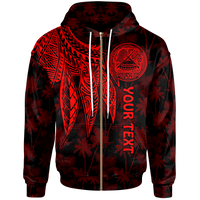 American Samoa Custom Zip up Hoodie Polynesian Wings (Red) Unisex Red - Polynesian Pride