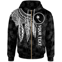 Chuuk Custom Zip up Hoodie Polynesian Wings (White) Unisex Blue - Polynesian Pride
