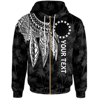 Cook Islands Custom Zip up Hoodie Polynesian Wings (White) Unisex White - Polynesian Pride