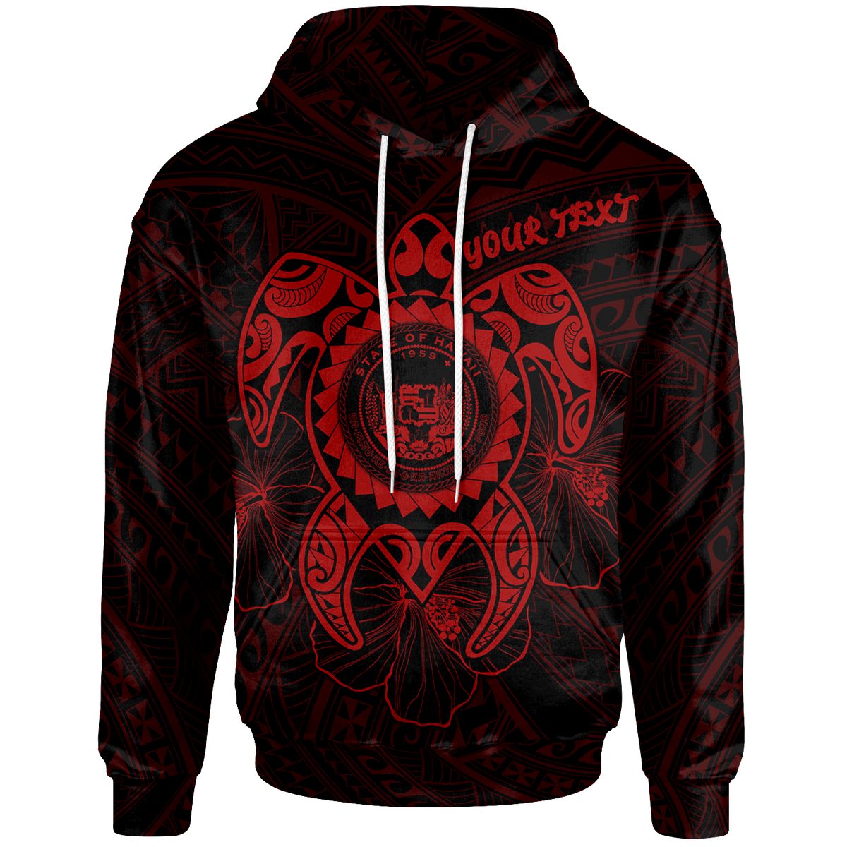 Hawaii Polynesian Custom Hoodie Vintage Polynesian Turtle (Red) Unisex Red - Polynesian Pride