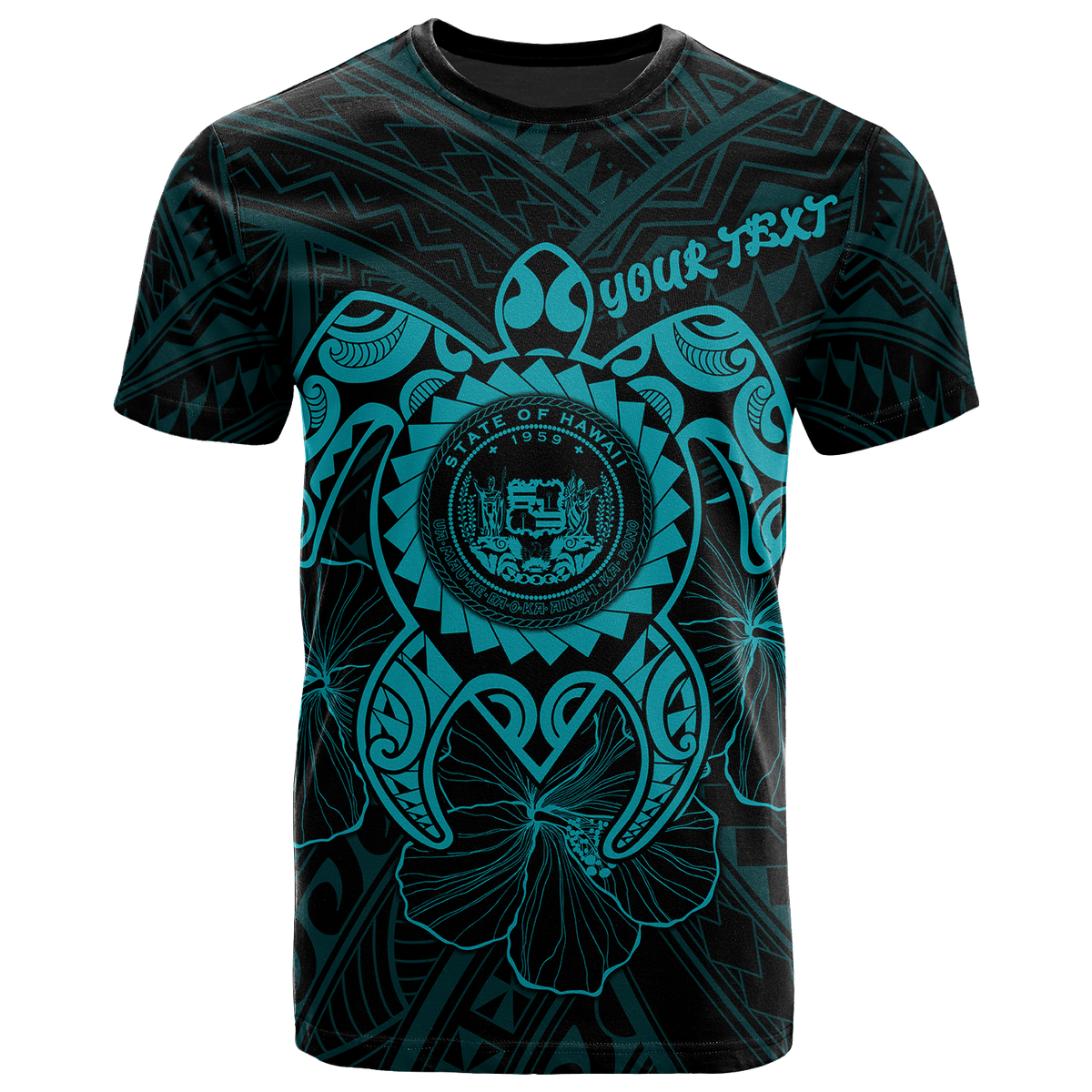 Hawaii Polynesian Custom T Shirt Vintage Polynesian Turtle (Turquoise) Unisex Turquoise - Polynesian Pride