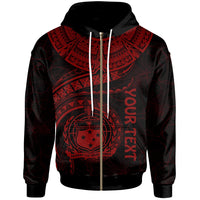 Polynesian Samoa Custom Zip up Hoodie Samoan Waves (Red) Unisex Red - Polynesian Pride
