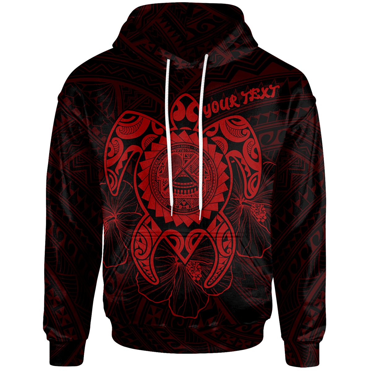American Samoa Polynesian Custom Hoodie Vintage Polynesian Turtle (RED) Unisex Reggae - Polynesian Pride