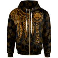 Federated States of Micronesia Custom Zip up Hoodie Polynesian Wings (Golden) Unisex Golden - Polynesian Pride