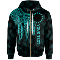 Cook Islands Custom Zip up Hoodie Polynesian Wings (Turquoise) Unisex Turquoise - Polynesian Pride