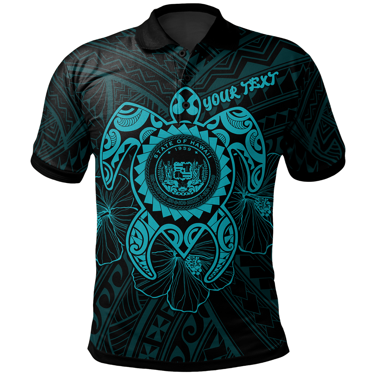Hawaii Polynesian Custom Polo Shirt Vintage Polynesian Turtle (Turquoise) Unisex Turquoise - Polynesian Pride