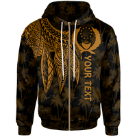 Pohnpei Custom Zip up Hoodie Polynesian Wings (Golden) Unisex Golden - Polynesian Pride