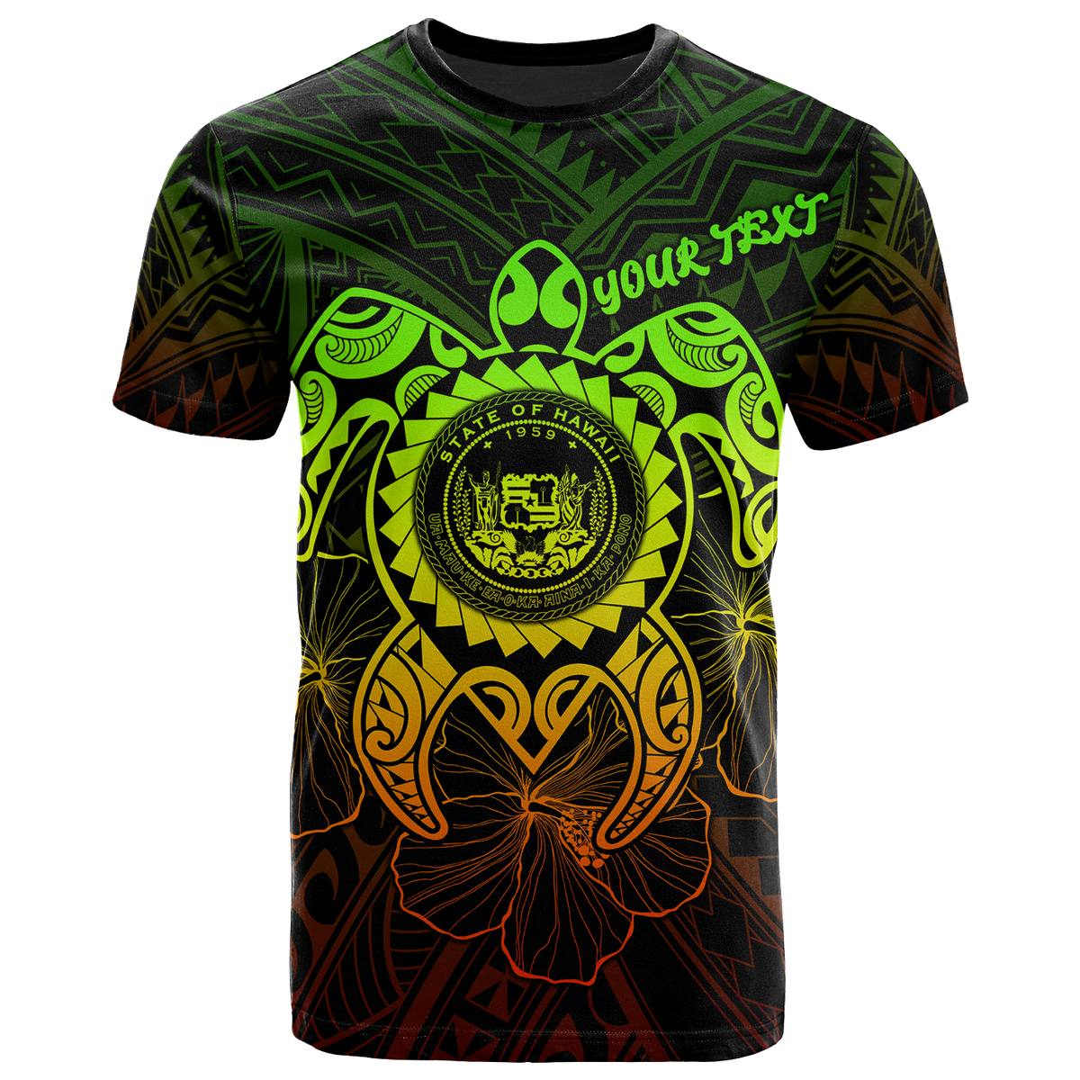 Hawaii Polynesian Custom T Shirt Vintage Polynesian Turtle (Reggae) Unisex Art - Polynesian Pride