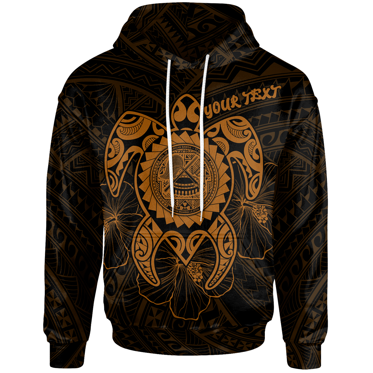 American Samoa Polynesian Custom Hoodie Vintage Polynesian Turtle (Golden) Unisex Golden - Polynesian Pride
