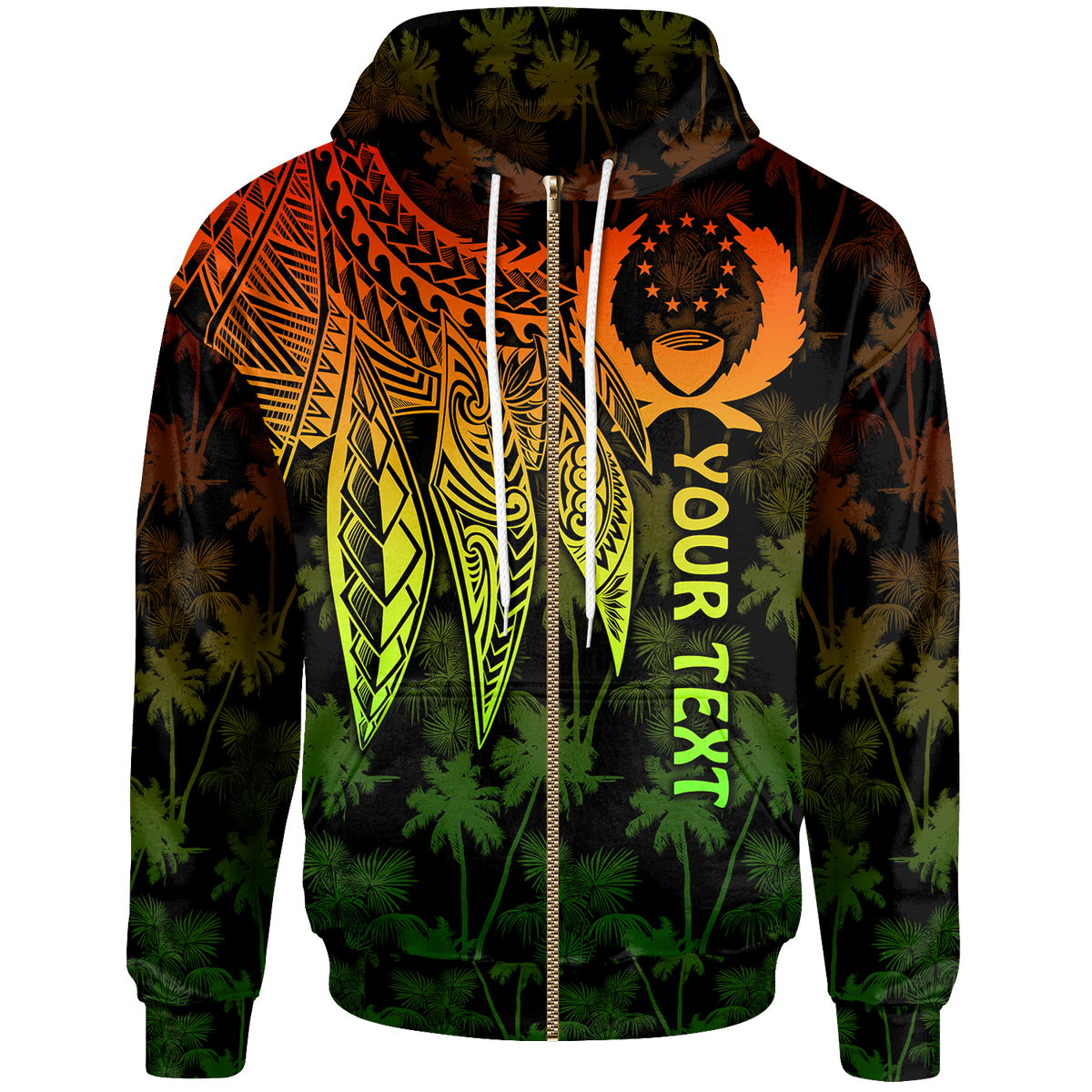 Pohnpei Custom Zip up Hoodie Polynesian Wings (Reggae) Unisex Reggae - Polynesian Pride