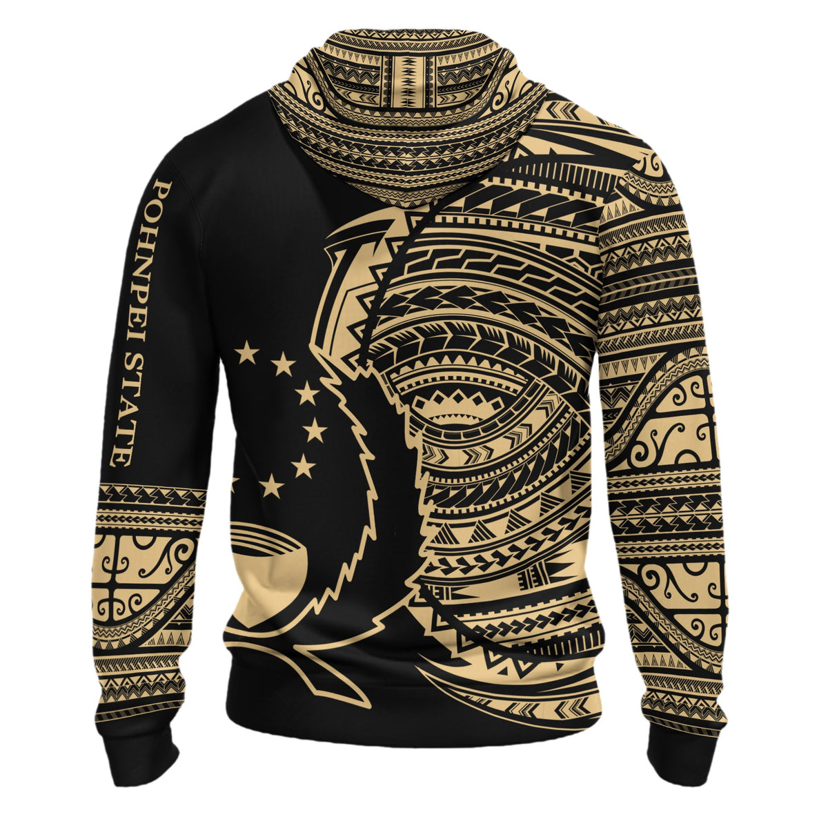 Pohnpei Hoodie Micronesia Gold Patterns With Coat of Arms - Polynesian Pride