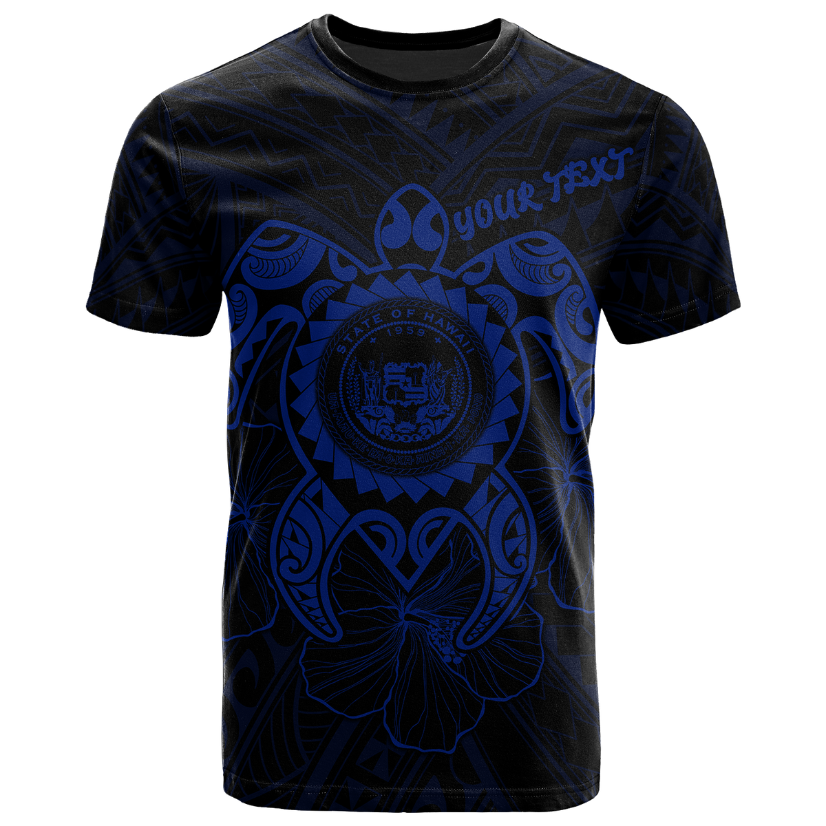 Hawaii Polynesian Custom T Shirt Vintage Polynesian Turtle (Blue) Unisex Blue - Polynesian Pride