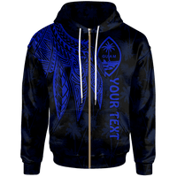 Guam Custom Zip up Hoodie Polynesian Wings (Blue) Unisex Blue - Polynesian Pride