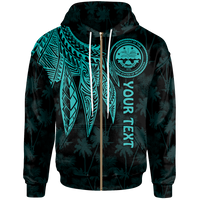 Federated States of Micronesia Custom Zip up Hoodie Polynesian Wings (Turquoise) Unisex Turquoise - Polynesian Pride