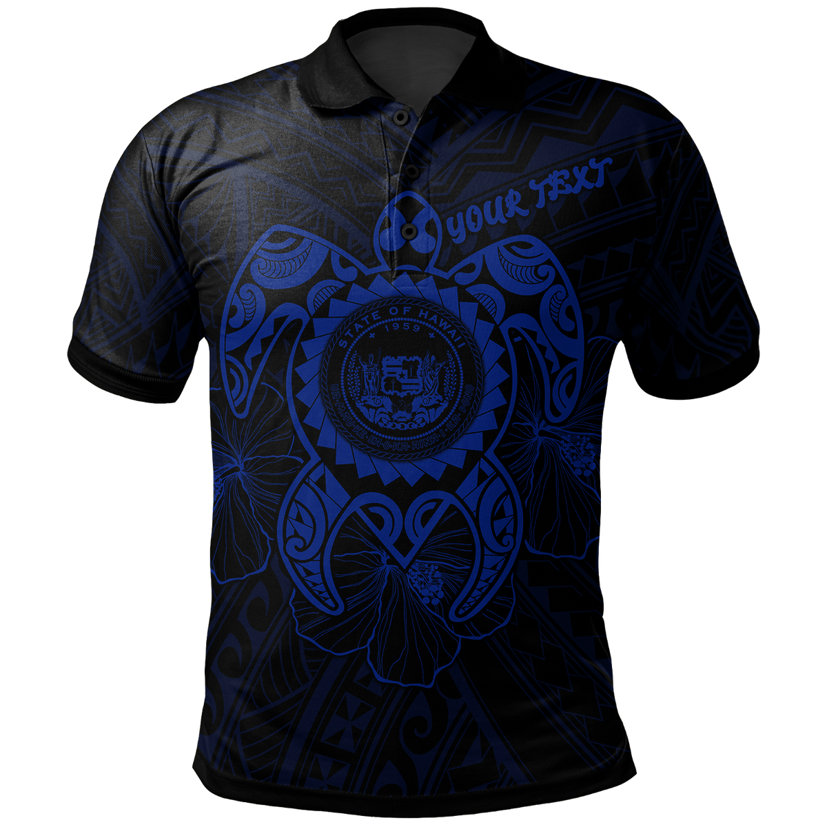 Hawaii Polynesian Custom Polo Shirt Vintage Polynesian Turtle (Blue) Unisex Blue - Polynesian Pride