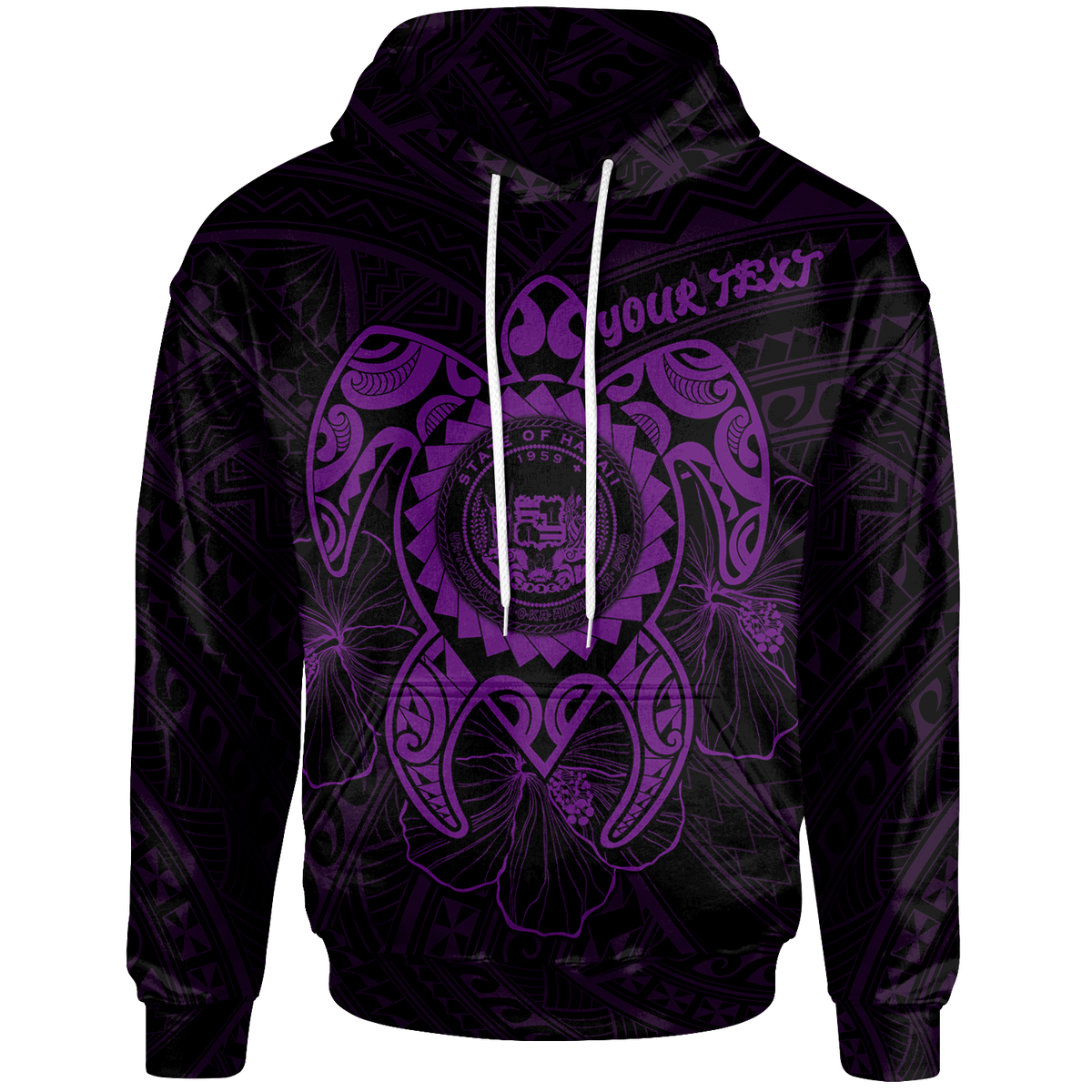 Hawaii Polynesian Custom Hoodie Vintage Polynesian Turtle (Purple) Unisex Purple - Polynesian Pride