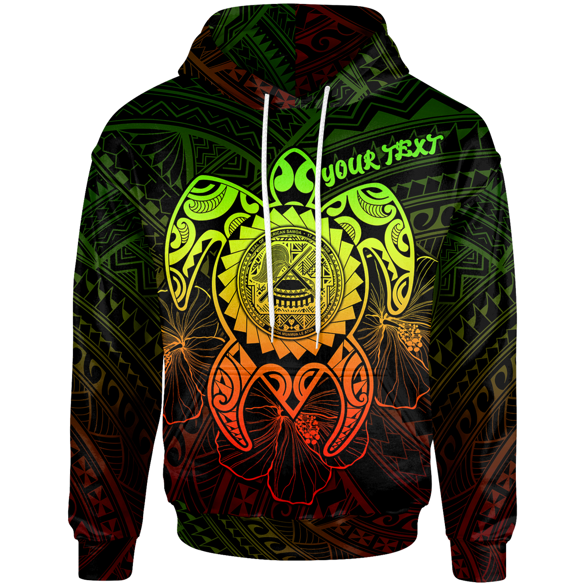 Samoa Polynesian Custom Hoodie Vintage Polynesian Turtle (Reggae) Unisex Reggae - Polynesian Pride