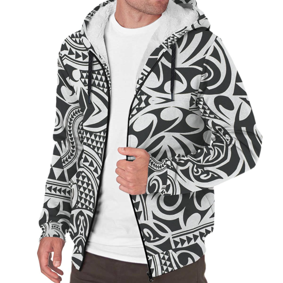 White Polynesian Sherpa Hoodie - Polynesian Pride