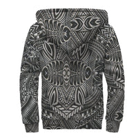 Black and White Palm Polynesian Sherpa Hoodie - Polynesian Pride
