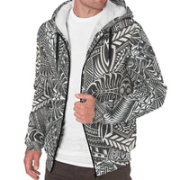 Black and White Palm Polynesian Sherpa Hoodie - Polynesian Pride