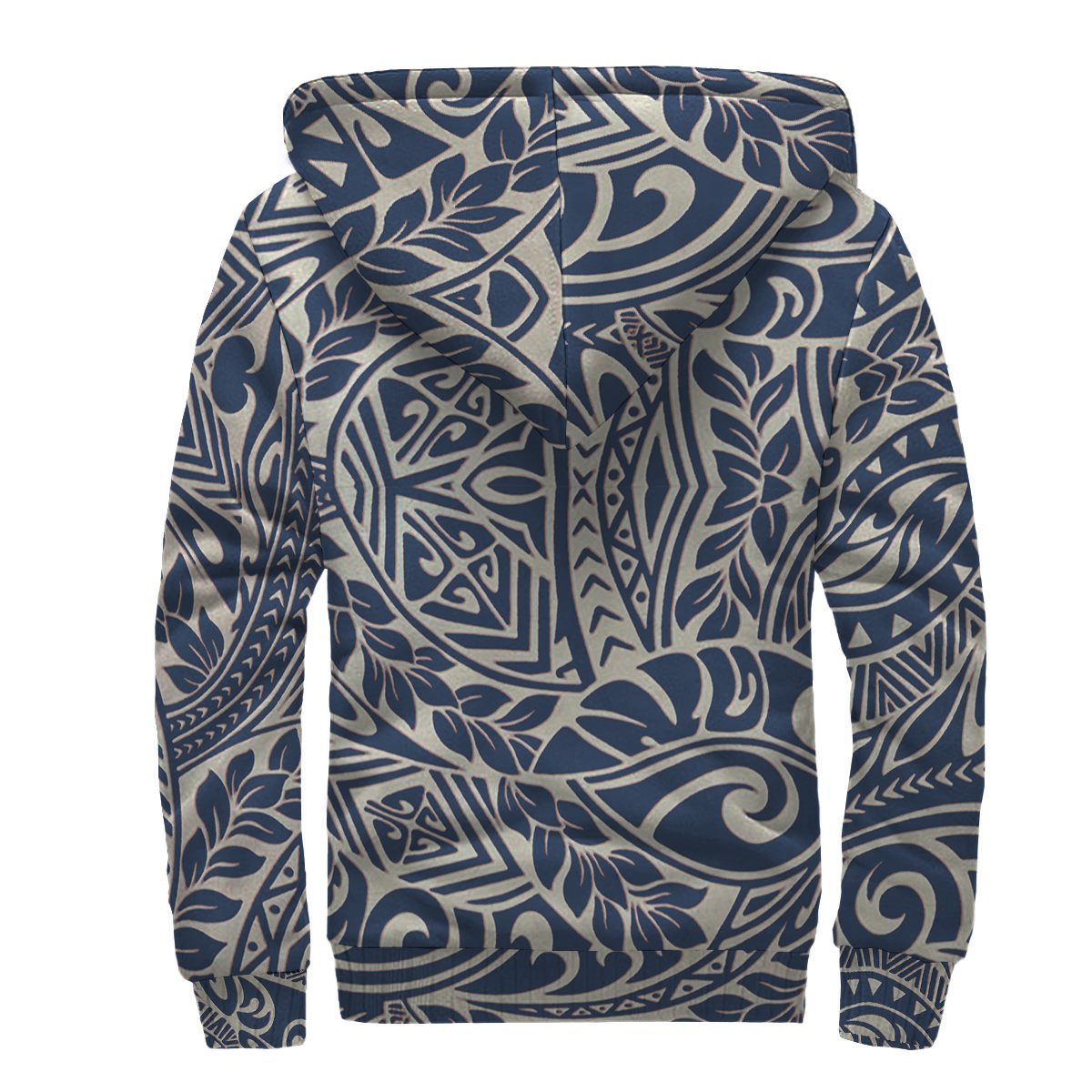 Beige Blue Polynesian Sherpa Hoodie - Polynesian Pride
