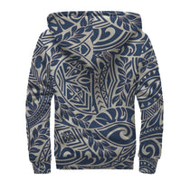 Beige Blue Polynesian Sherpa Hoodie - Polynesian Pride