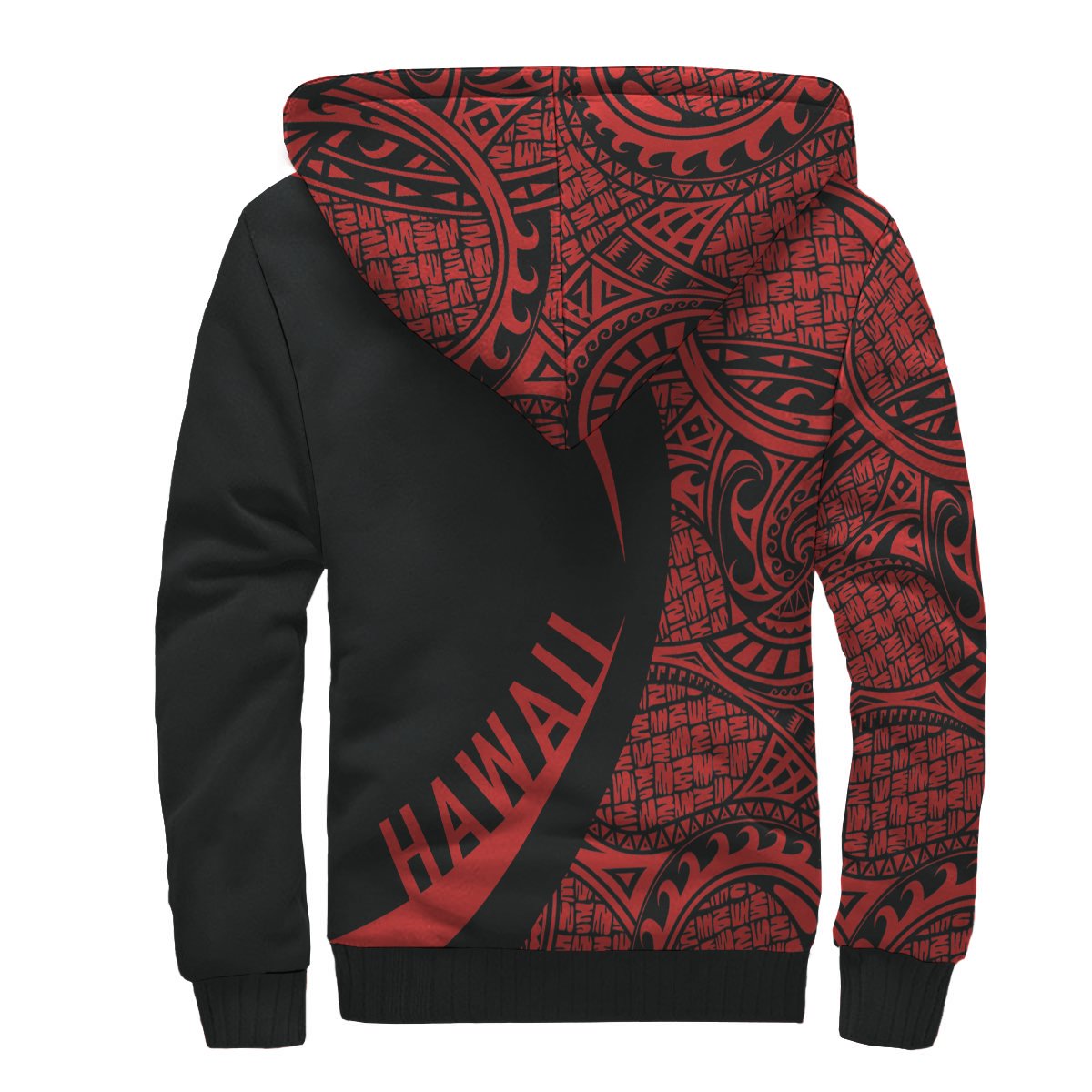 Kanaka Hawaii Map Red Polynesian Sherpa Hoodie - Circle Style AH - Polynesian Pride
