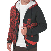 Hawaii Turtle Red Polynesian Sherpa Hoodie - Circle Style - Polynesian Pride
