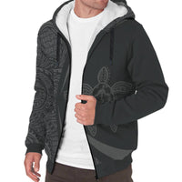 Hawaii Turtle Grey Polynesian Sherpa Hoodie - Circle Style - Polynesian Pride