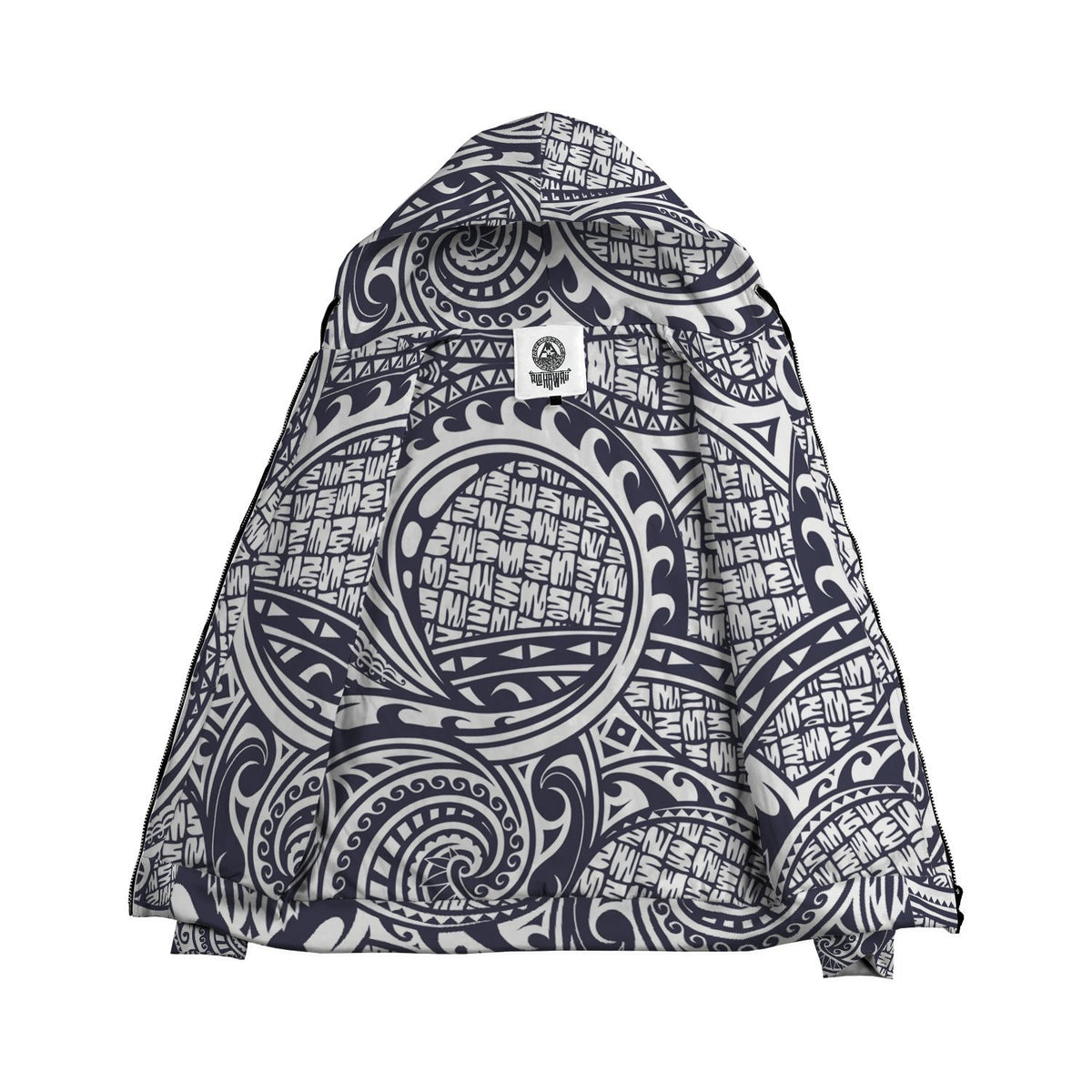 Blue White Polynesian Pattern Zip Hoodie - Polynesian Pride