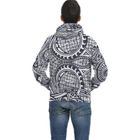 White Blue Polynesian Inside Print Zip Hoodie - Polynesian Pride