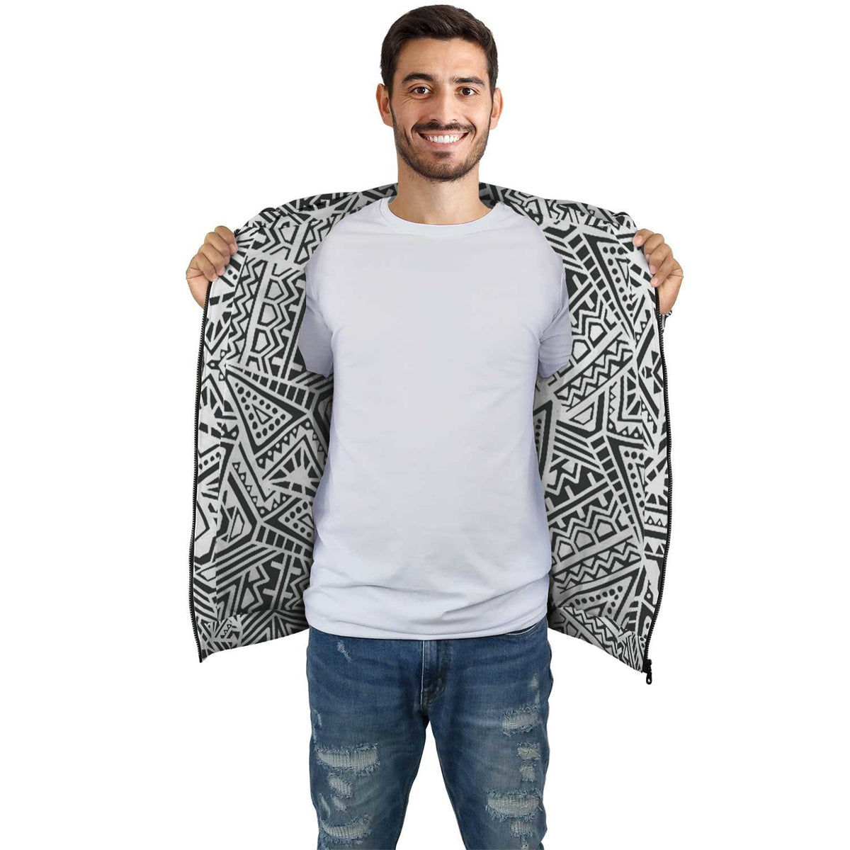 Hawaiian Pattern Inside Print Zip Hoodie - Polynesian Pride