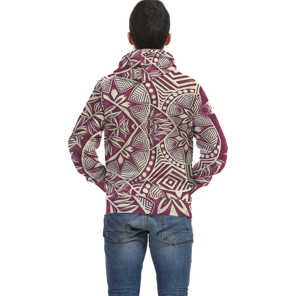 Red Plumeria Polynesian Inside Print Zip Hoodie - Polynesian Pride