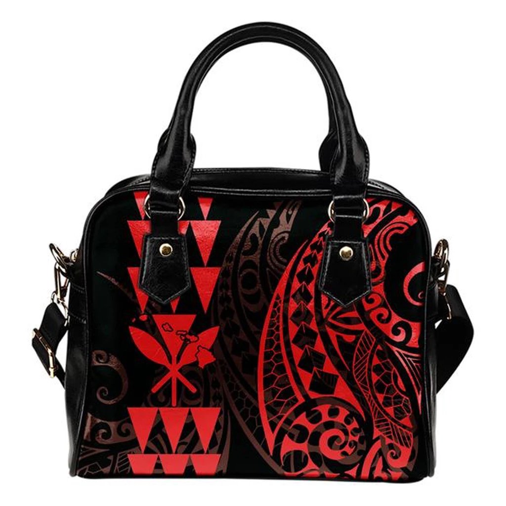 Kanaka Map Red Polynesian Shoulder Handbag One Size Red - Polynesian Pride